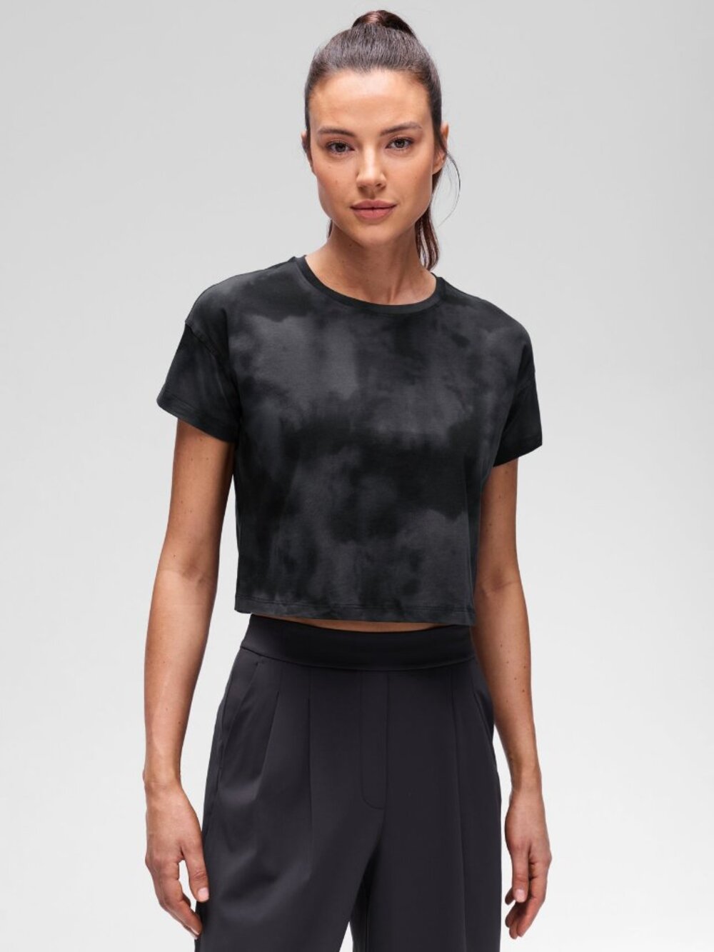 Pima Cotton Crew Neck Cropped Short Sleeve